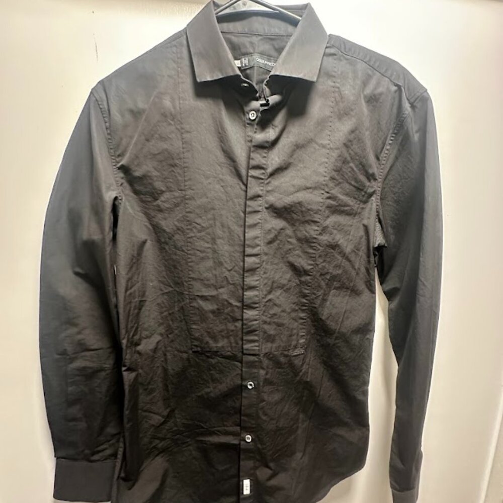 Dsquared2 Black Slim Fit Button-Down Shirt Made in Italy Size 50 (M/L)